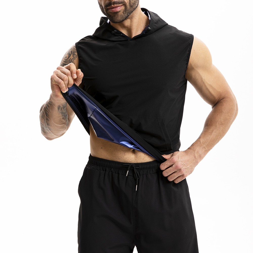 Men Sauna Shirt Heat Trapping Workout Vest Hoodies Tank Top Sweat Suit Shaper US