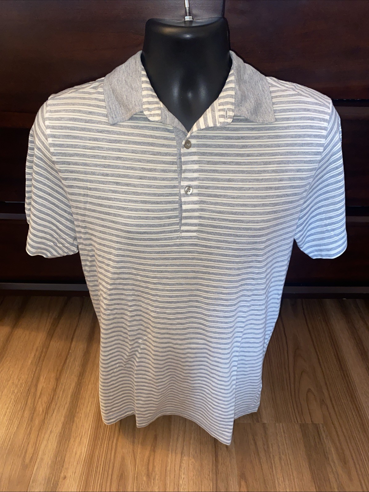 GRIGIO PERLA Polo Shirt Short Sleeve Gray Striped Men’s Size Large Italy