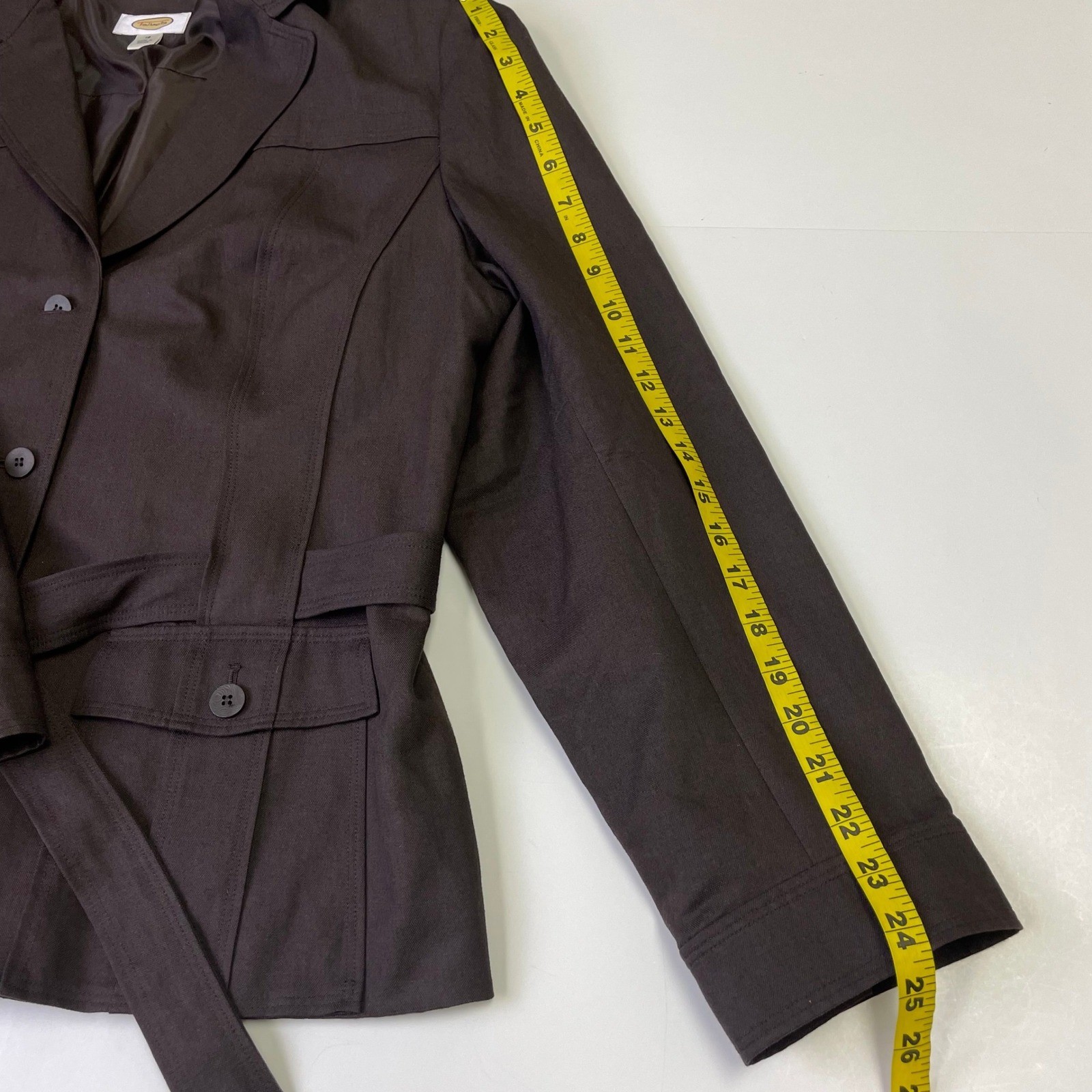 Vintage Talbots Linen Blend Blazer Brown Jacket Womens 18 Safari Quiet Luxury