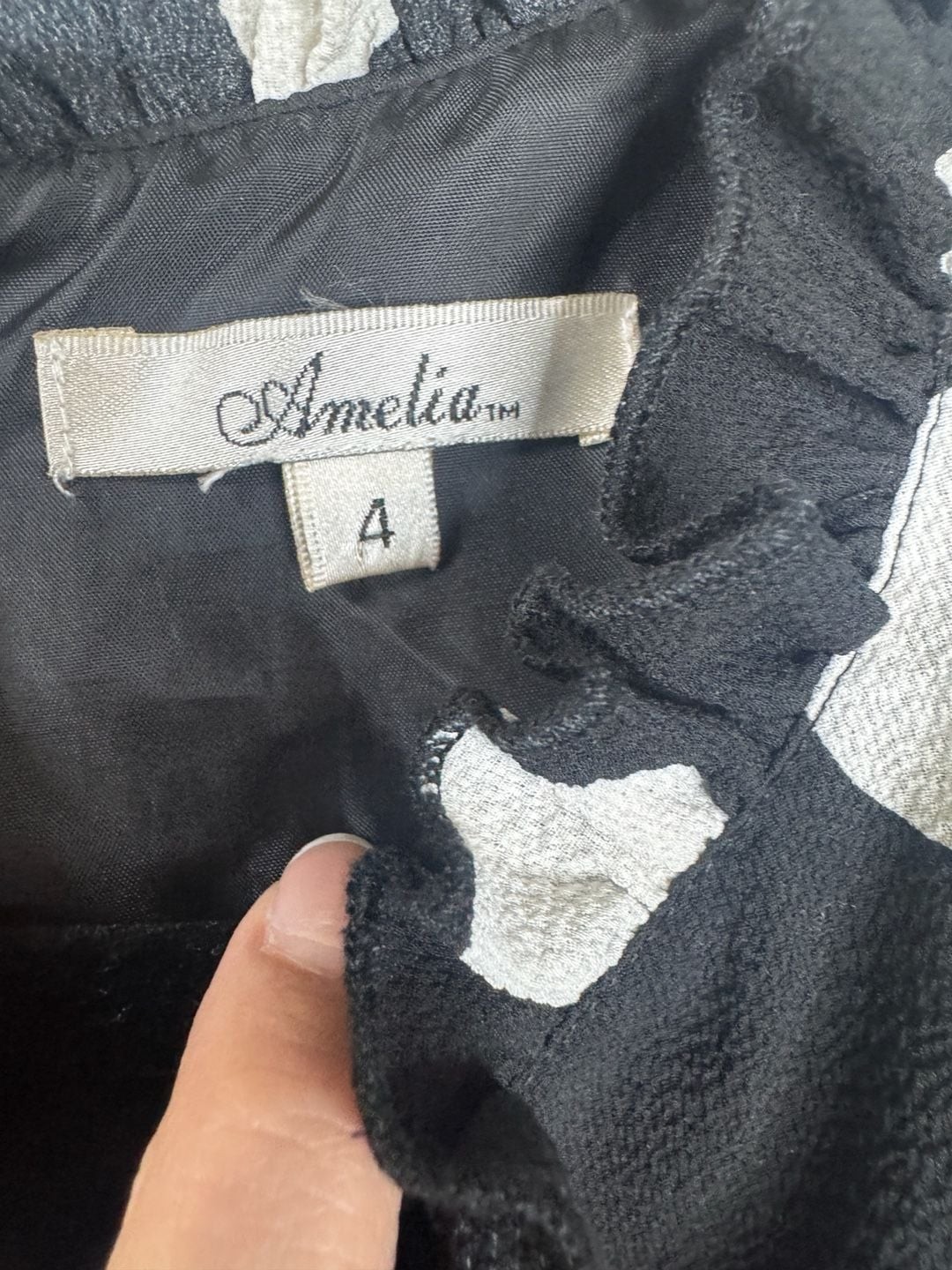 Amelia Black and White Polka Dot Sleeveless Ruffle Midi Dress Size 4
