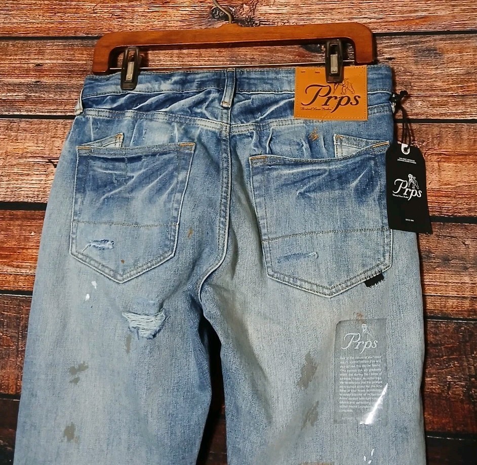PRPS Jeans Size 30 Micaiah Skinny Distressed Paint Splatter 33.5″ Inseam NWT