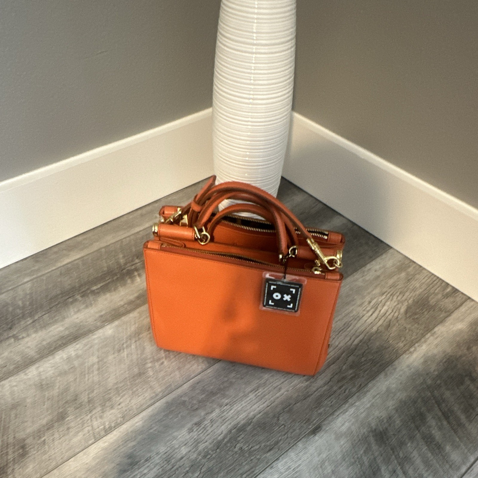 Dolce & Gabbana Orange Satchel Zip, Detachable Adjustable Strap, Studs