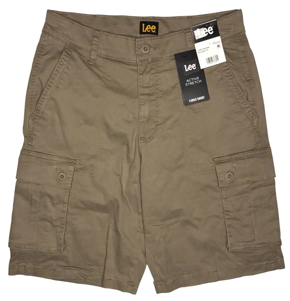 Lee #11699 NEW Men’s Tawny Brown Relaxed Fit Active Stretch Cargo Shorts