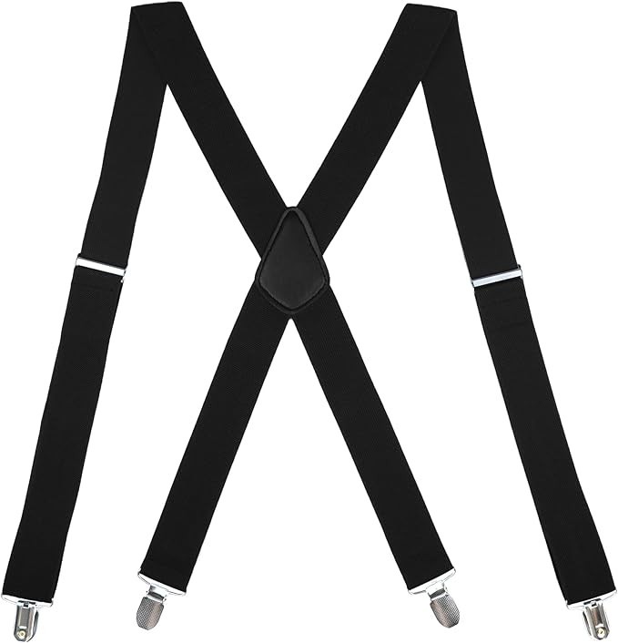 Suspenders For Men Heavy Duty Mens Suspenders 4 Super Strong Metal Clip Black