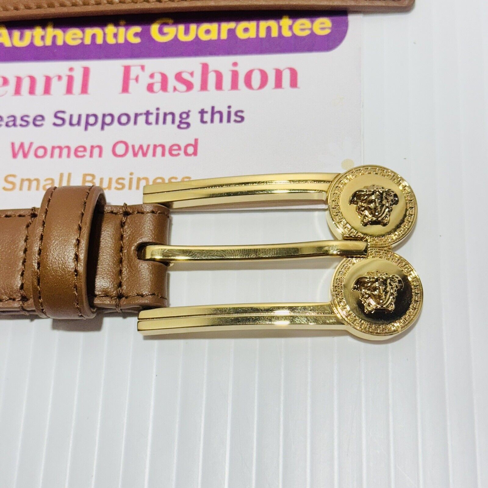 NWT Versace Belt Size Small 80cm 32″ Medusa Camel Brown Leather $500