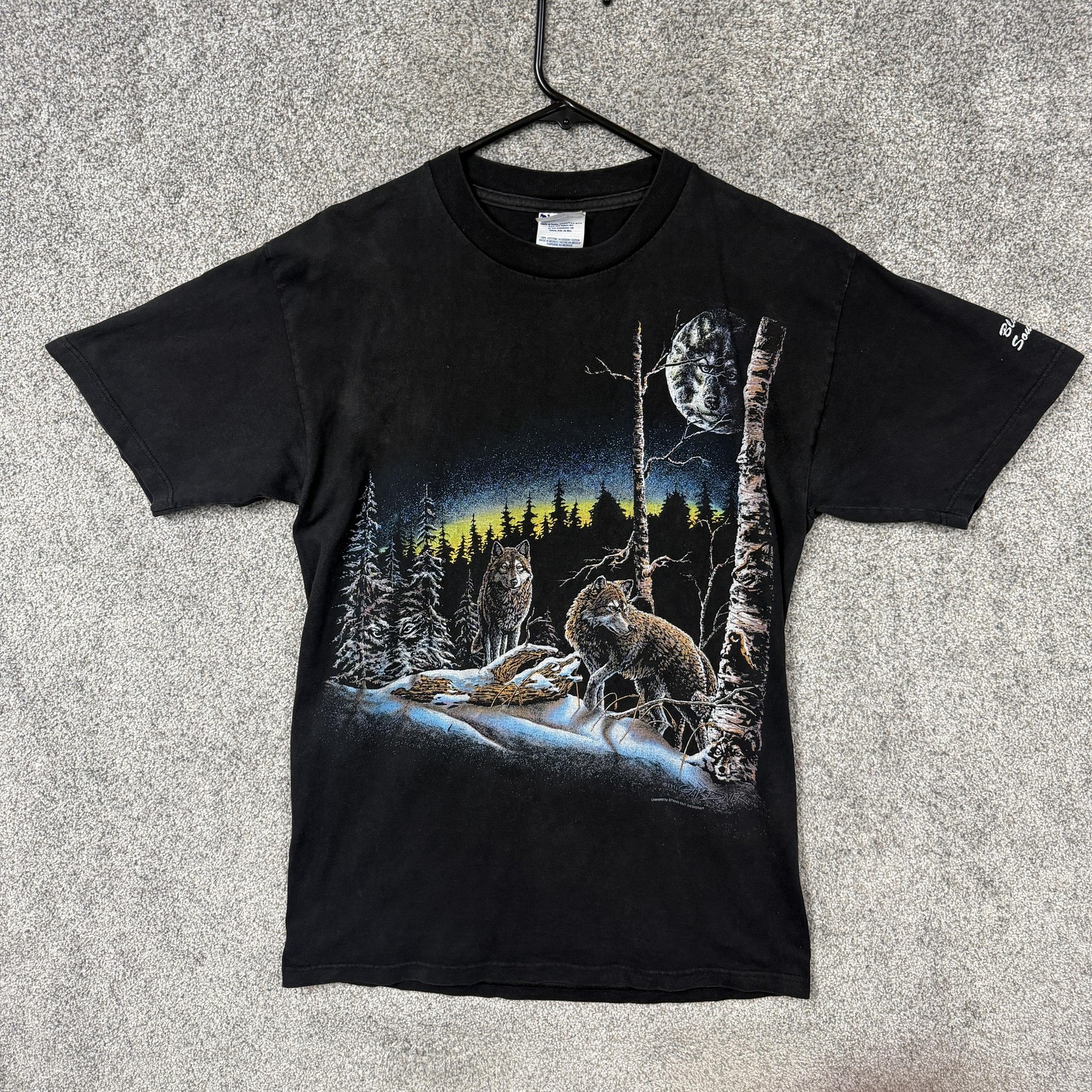 Vintage 90s Gardner Shirt Medium Black Wolves Moon Black Hills South Dakota Tee