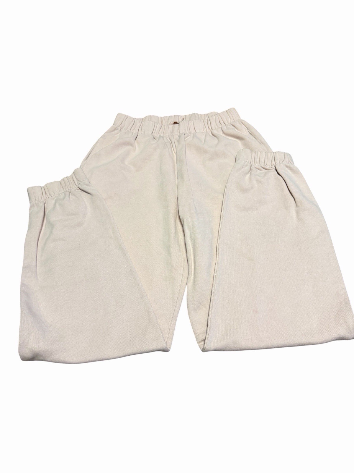 Light Pink Cotton Knit Sweatpants Straight Leg Pockets Elastic Sz S