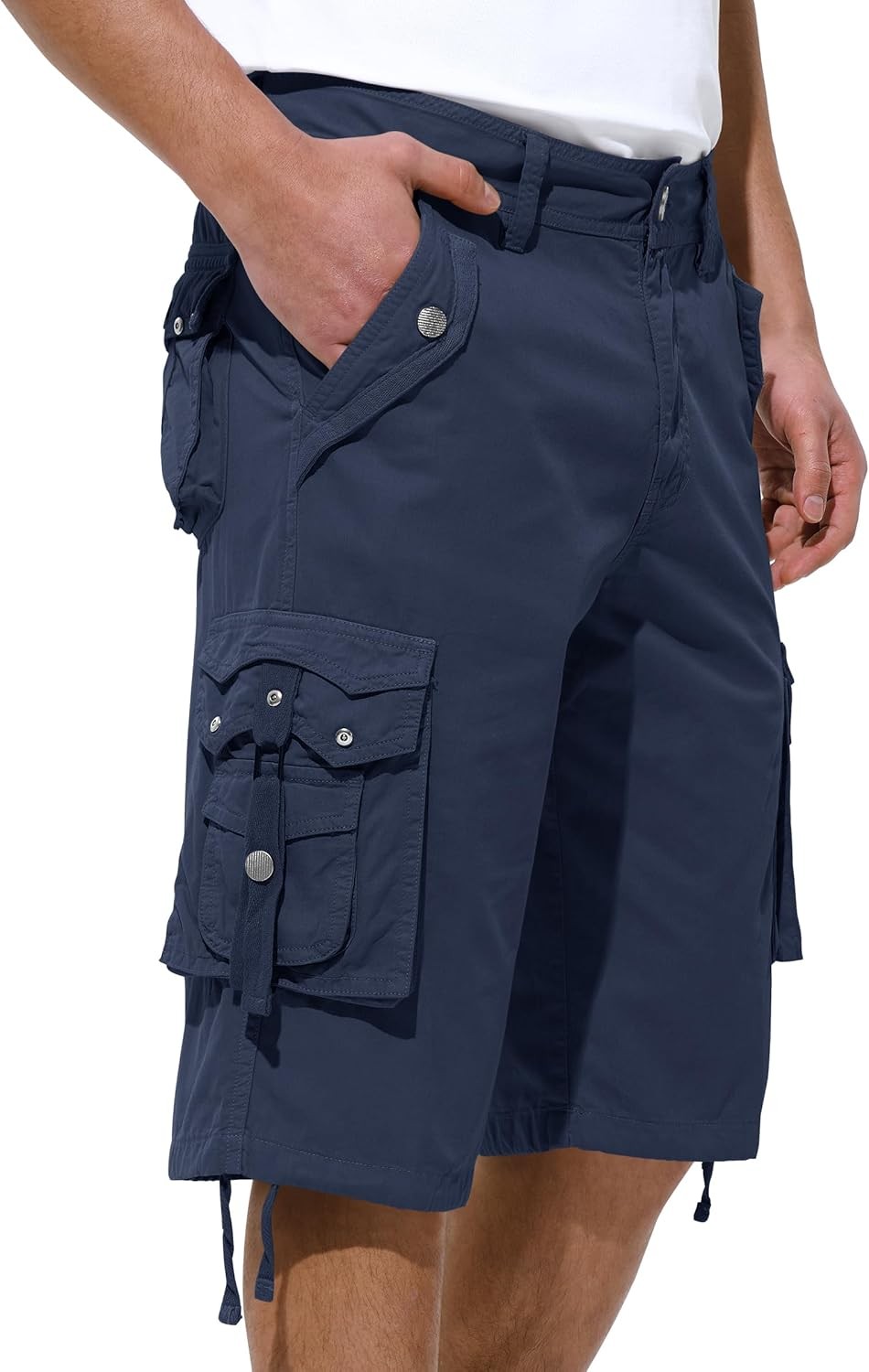Mens Relaxed Fit Cargo Shorts Below Knee Multi Pocket Outdoor Hiking Casual Wear