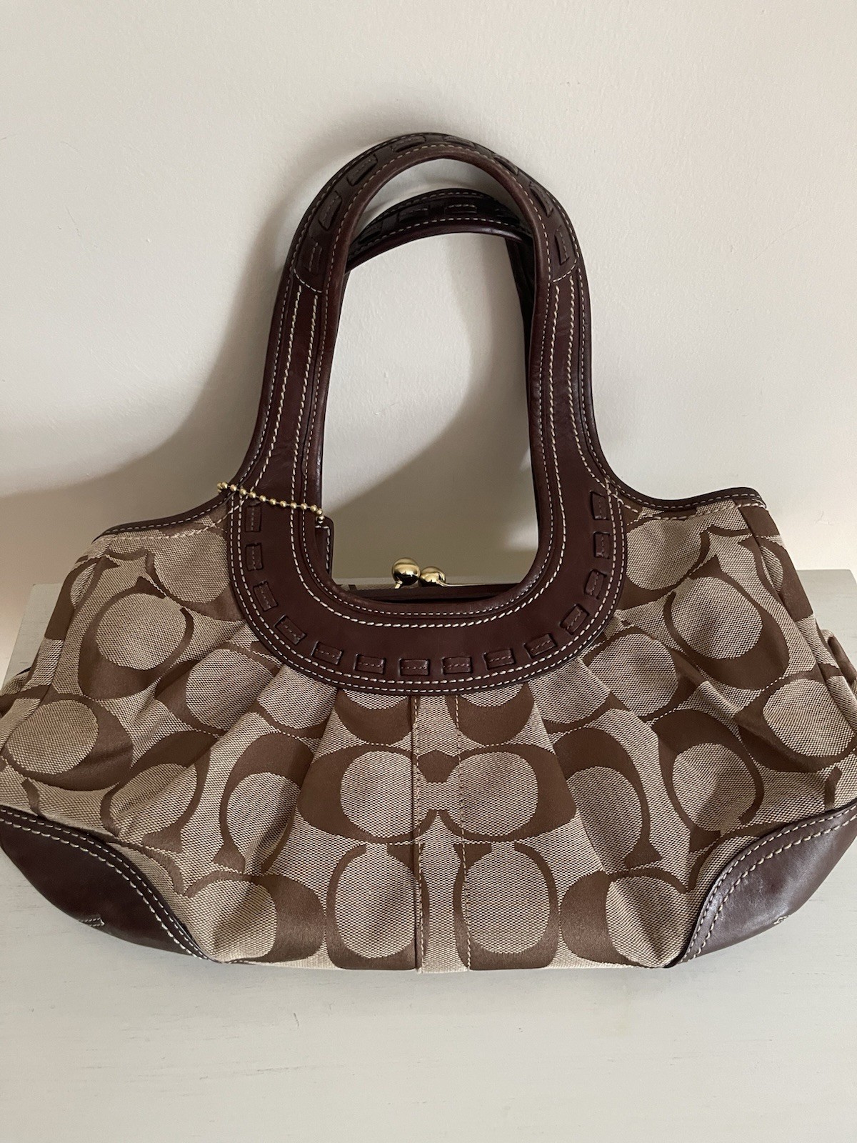 Vintage Coach Brown Signature Canvas Ergo Shoulder Bag