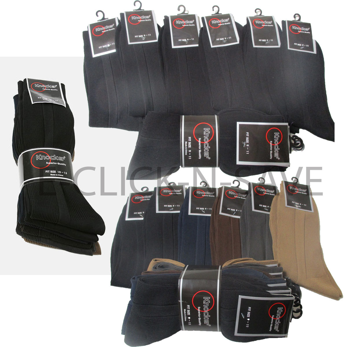 Wholesale Lot Knocker Men Ribbed Black Assorted Dress Socks Casual 9-11 10-13