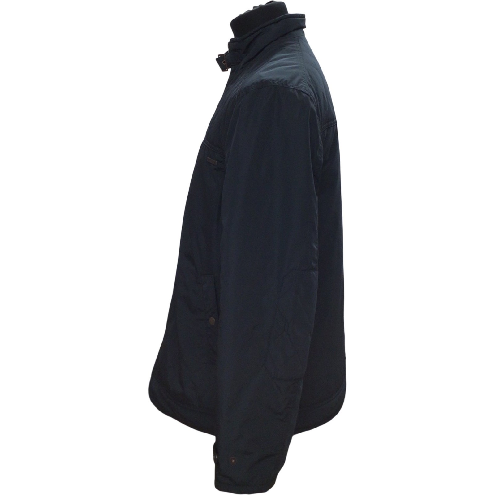 John Rocha Blue Quilted Jacket Size M with Buckle Collar and Zip Closure