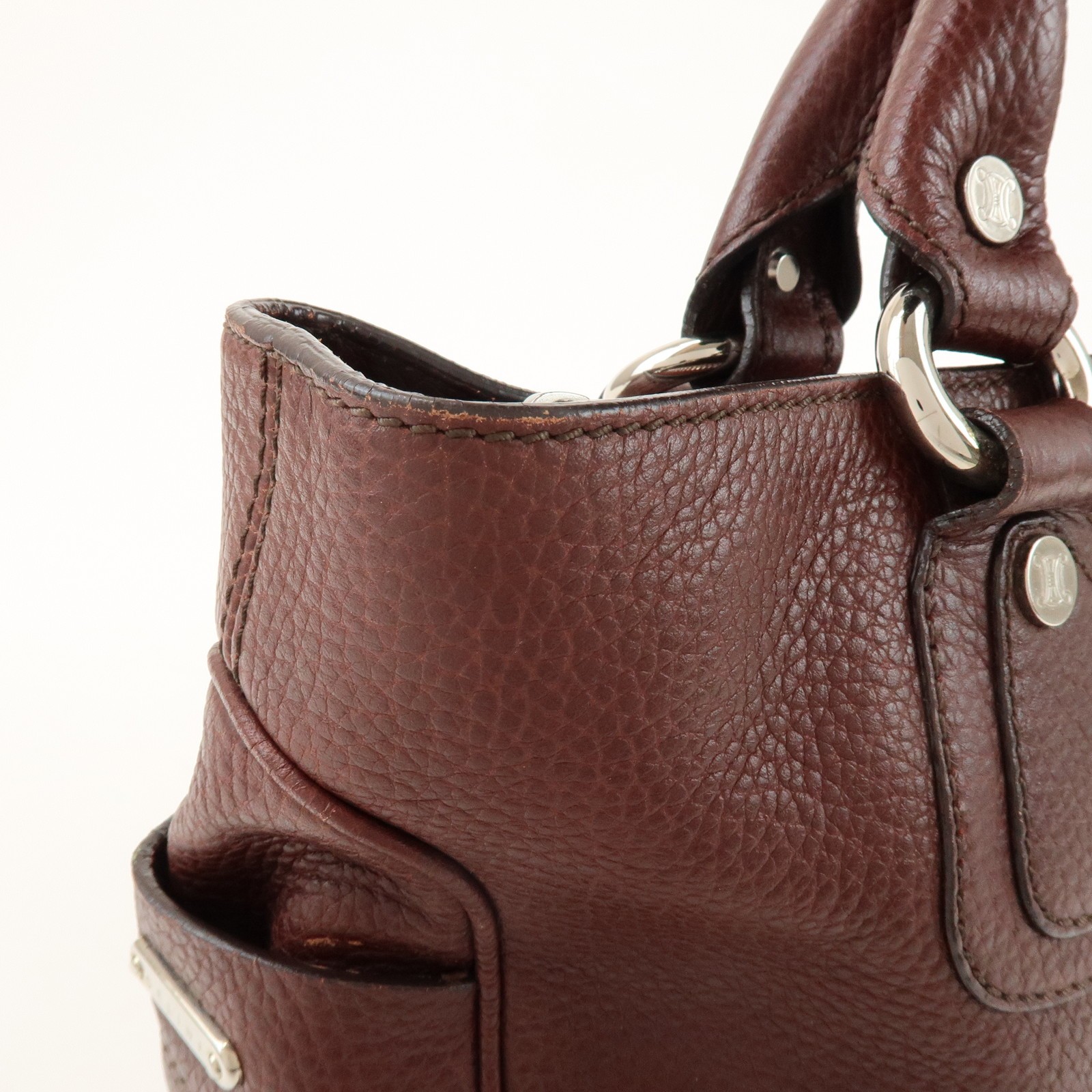 CELINE Leather Boogie Bag Hand Bag Tote Bag Brown Authentic Used F/S