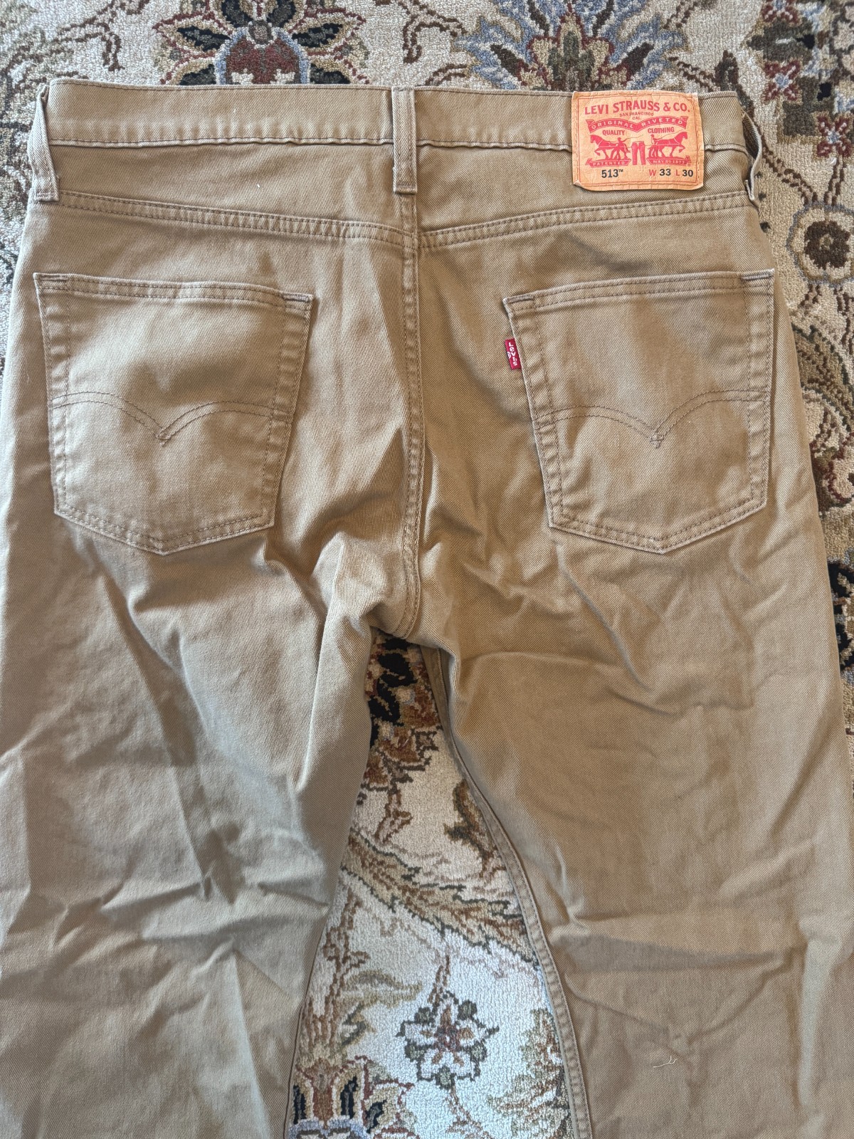 Levis 513 Slim Straight Denim Jeans Mens 33×30 Beige