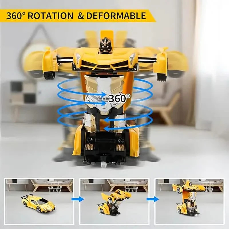 1:18 Remote Control Deformation Robot Car with LED Lights – 360° Drift, USB