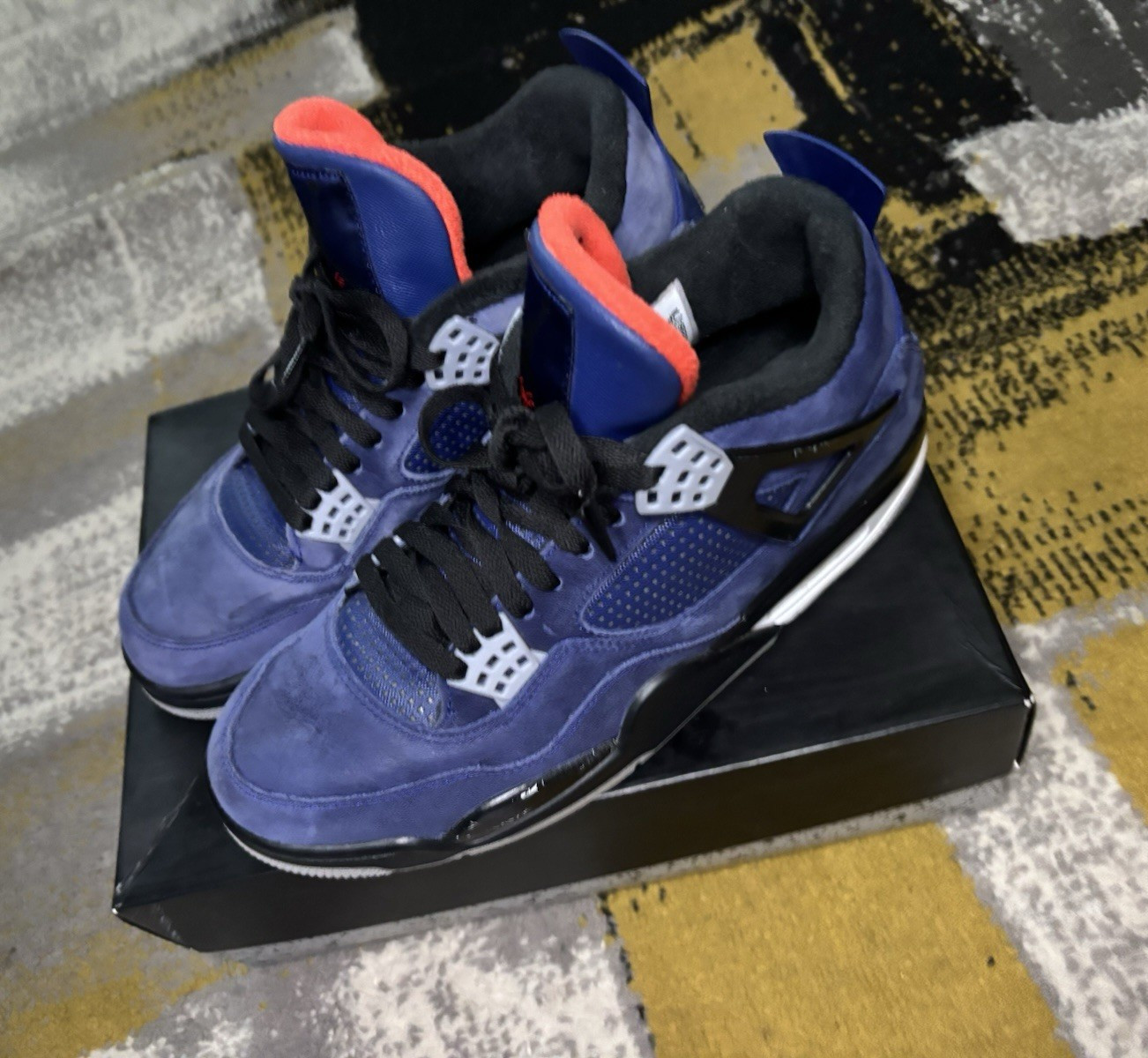 Jordan Air Jordan 4 Men’s Mid-Top Basketball Sneakers Blue Black Orange