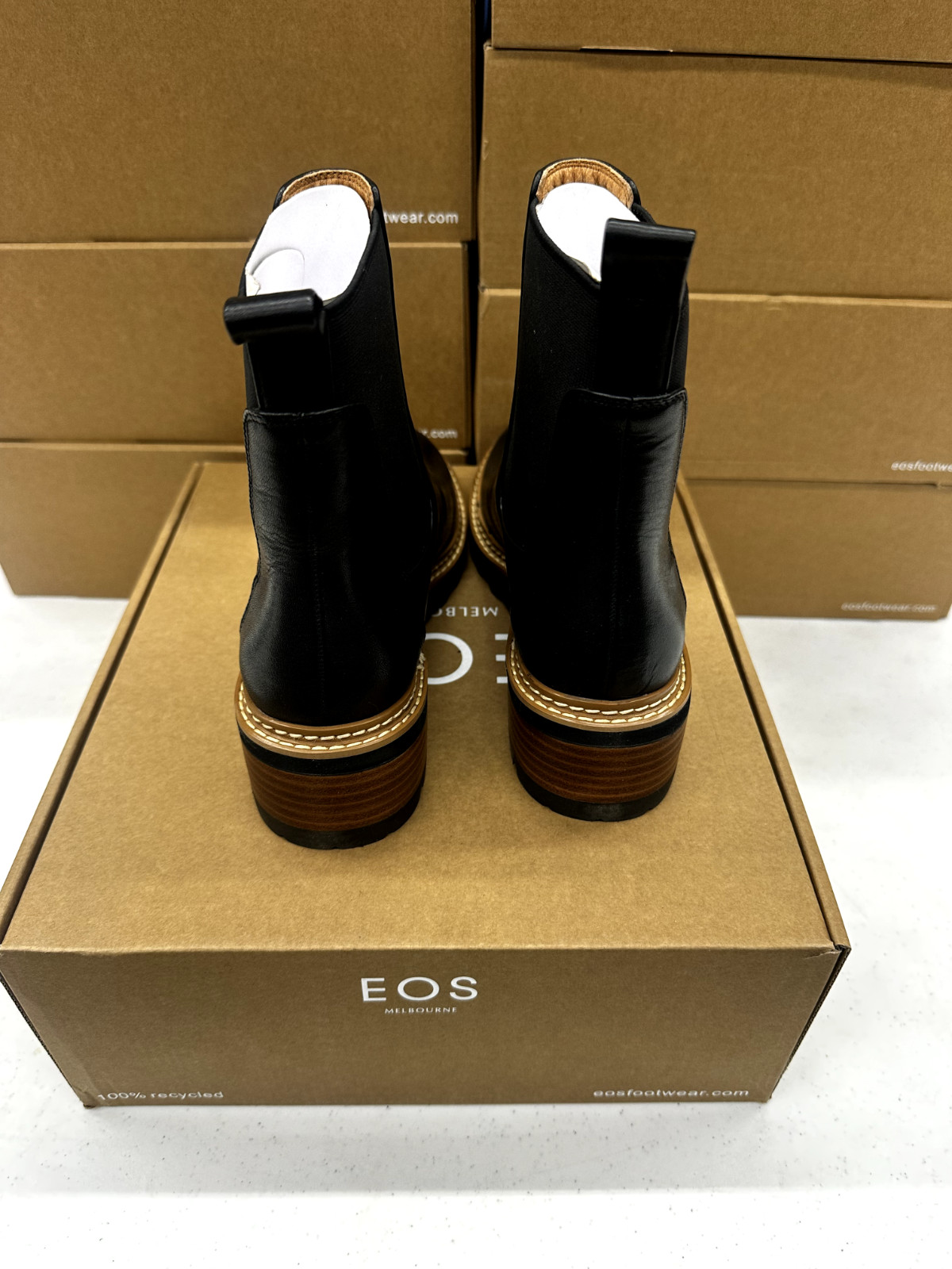 EOS Melbourne Linear Black Women’s 37 38 39 40 41 Leather Ankle Boot Bootie