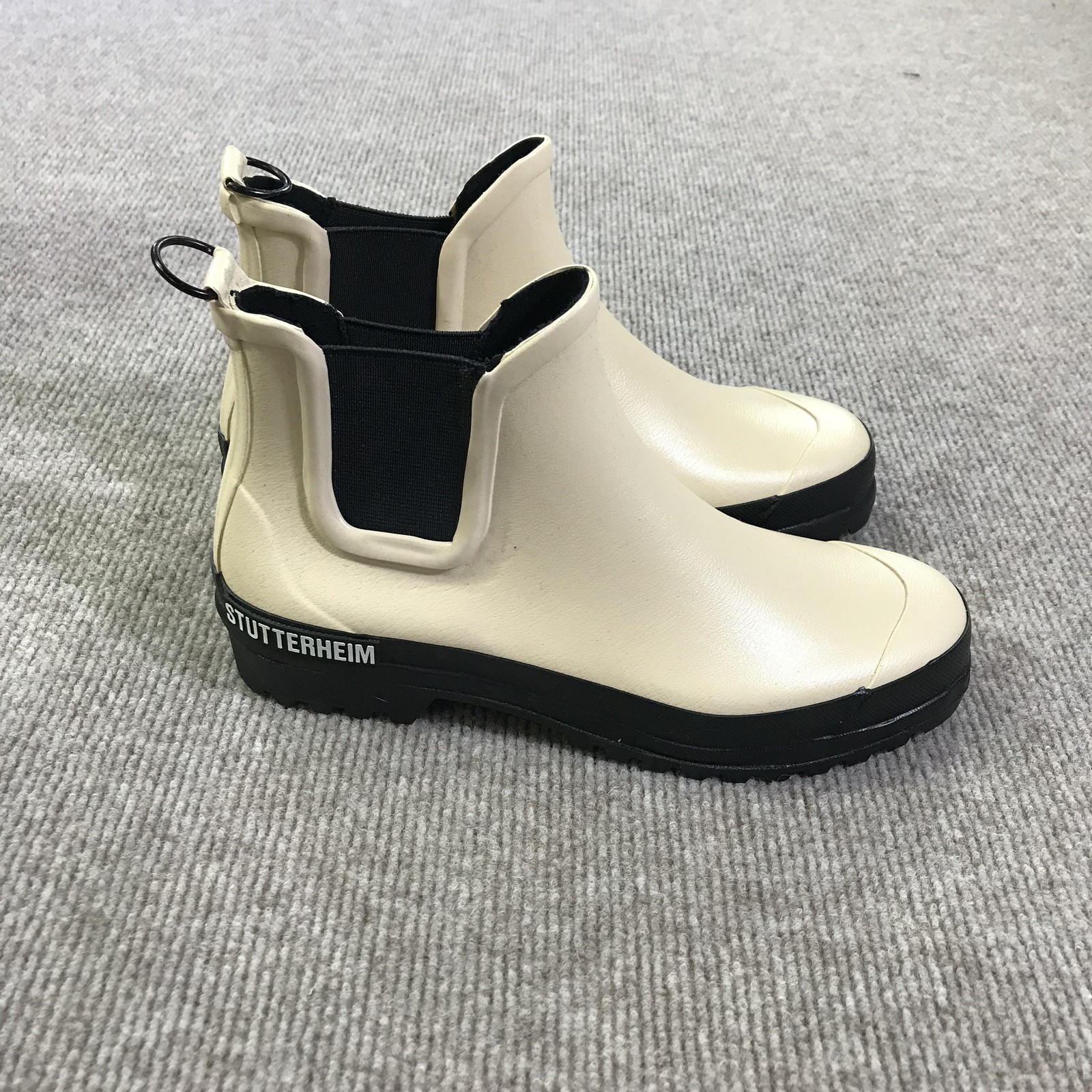 Stutterheim Chelsea Rainwalker Boots Mens Size 8 Beige Rubber Waterproof Pull On