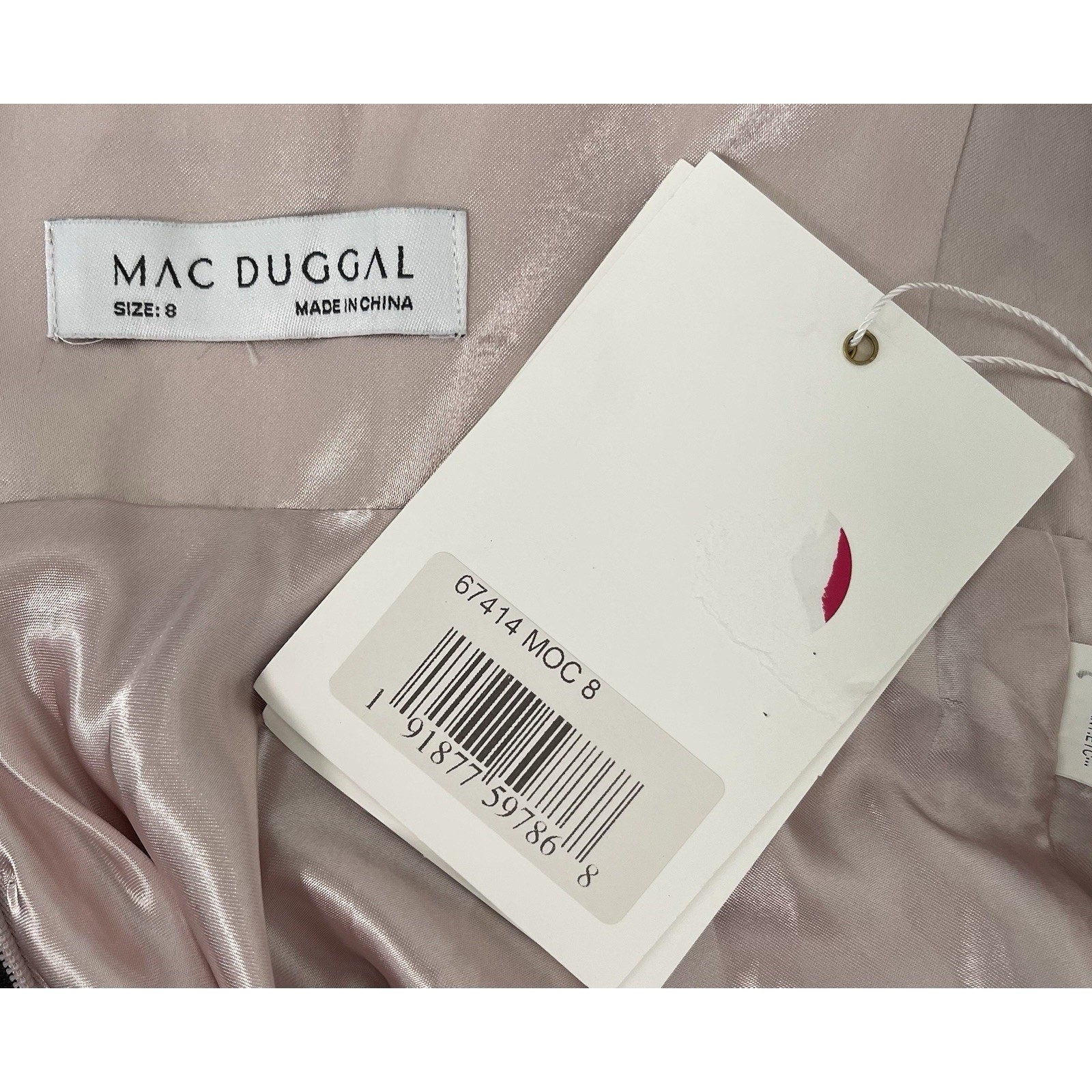 Mac Duggal 67414 Mocha Chiffon Gown Cutaway Sleeve Beaded Cuff Size 8 $598