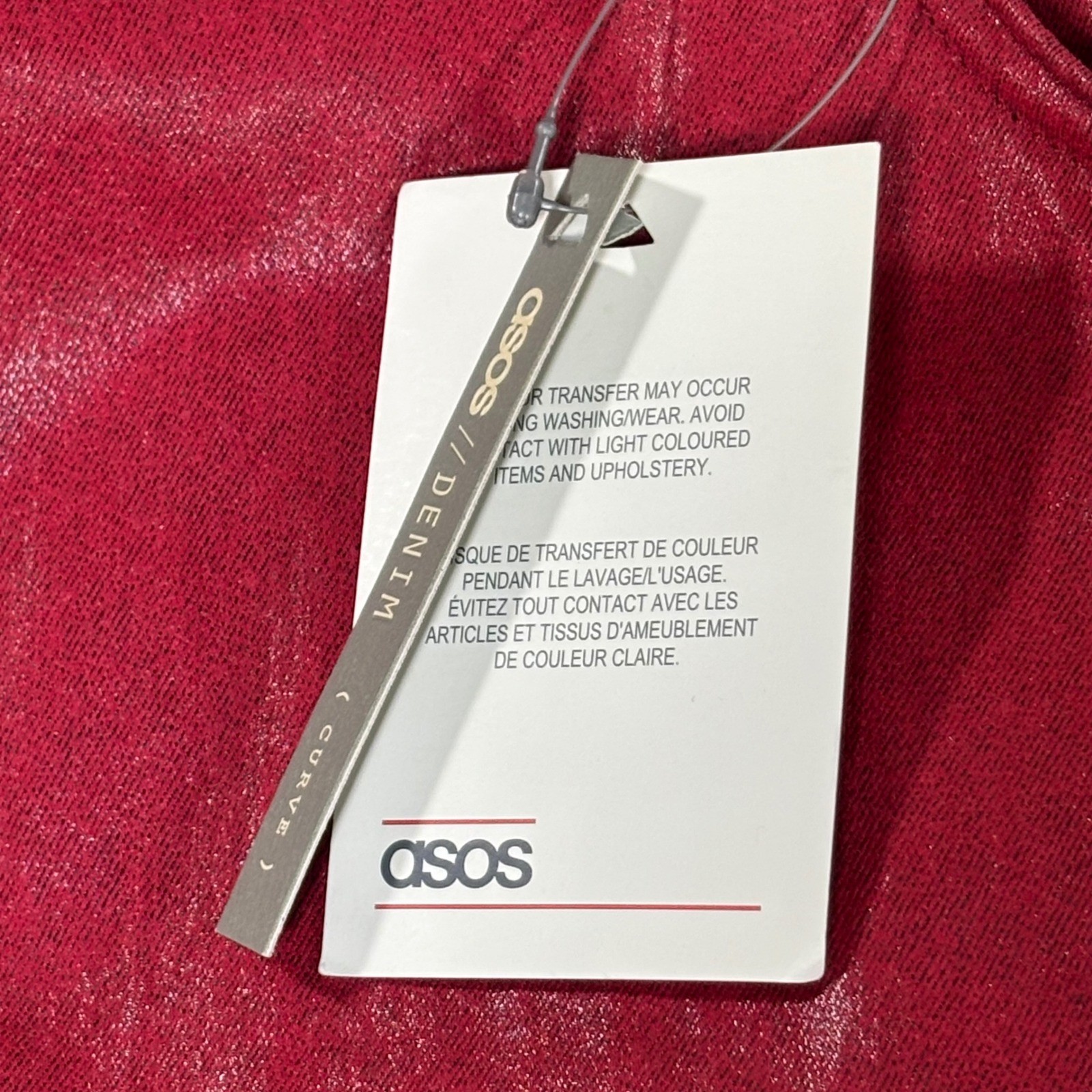 ASOS Curve Denim Red Faux Leather Pants High Rise Women Size US Size 18 NEW