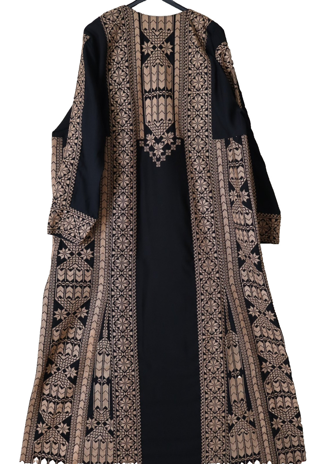 Traditional Palestinian / Jordanian Embroidered Thobe Kaftan Dress Black -Houda
