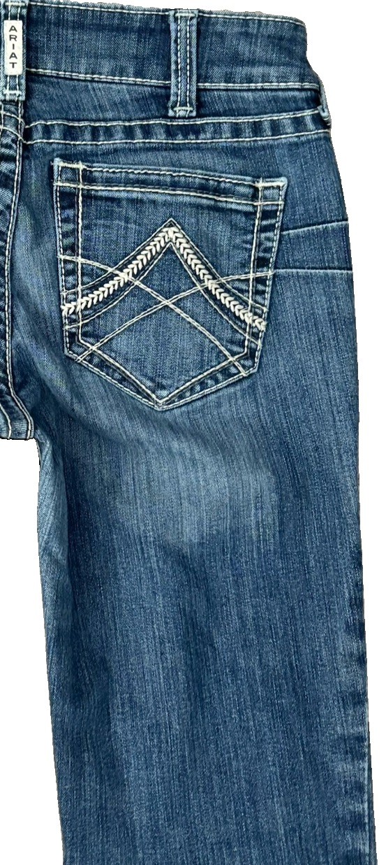 Ariat REAL Womens Jeans Straight Leg Icon Womens 30×33.5 Ocean Stretch Low-Rise