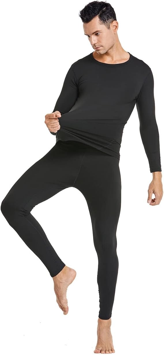 PISIQI Thermal Underwear Men’s Ultra-Soft Long Johns Set with Top & Bottom, XXL