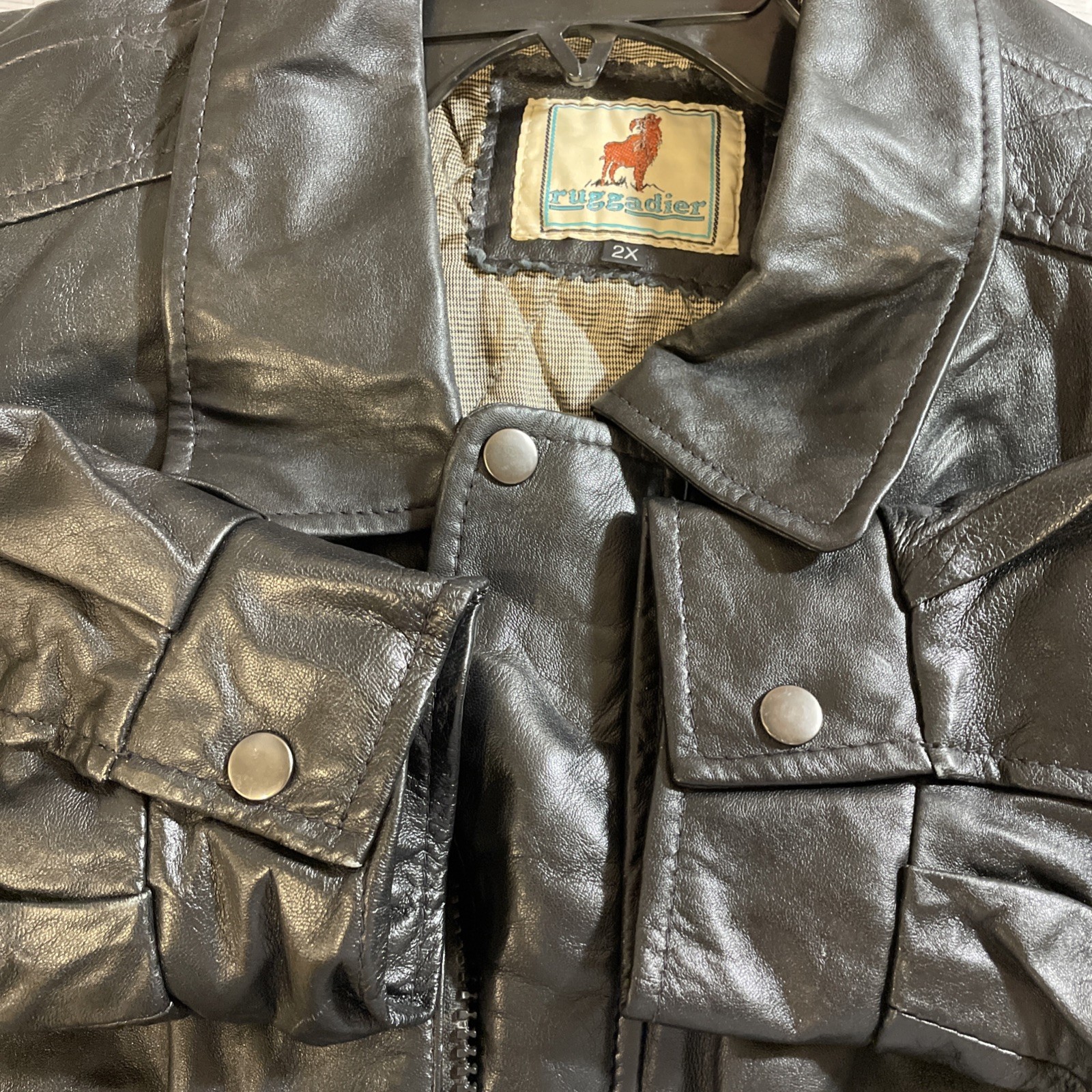 Ruggadier Black Lambskin Leather Bomber Jacket Men’s Size 2XL Vintage 90’s