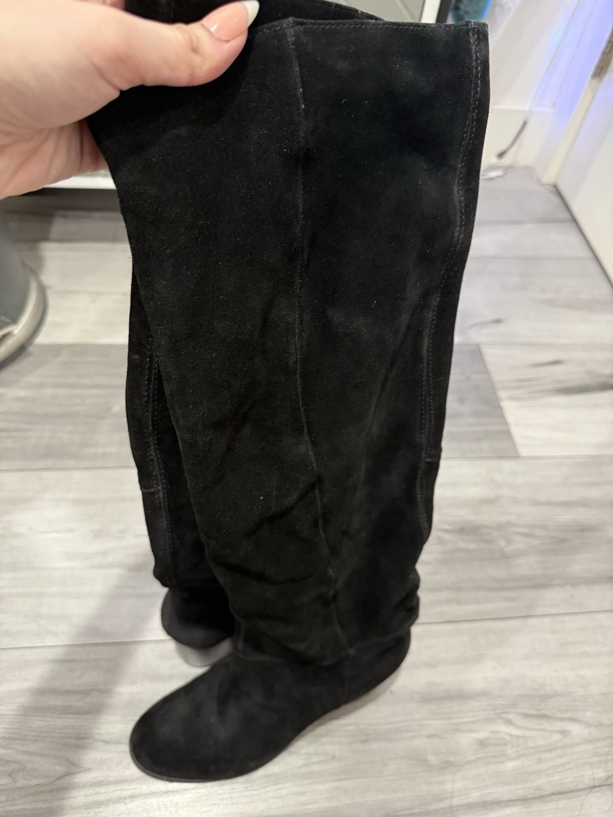 Steve Madden Black Suede Boots Lowheel Size 9 Like New