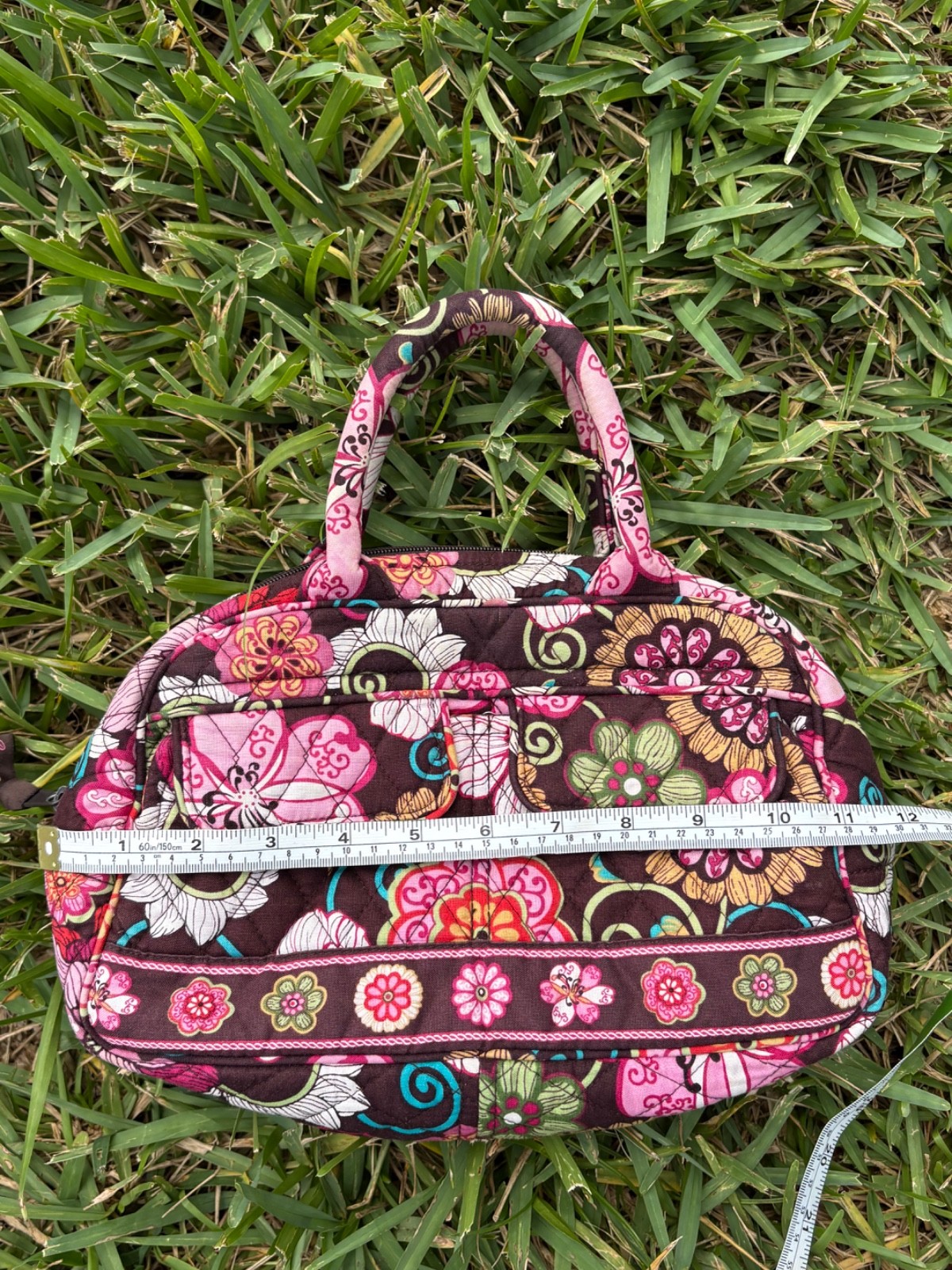 Vera Bradley Mod Floral Pink Mini Bowler Bag Handbag Retired Print Cottagecore