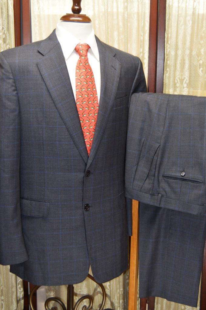 USA Hickey Freeman 41L Loro Piana Super 130s wool 2Vent check business suit y0j7