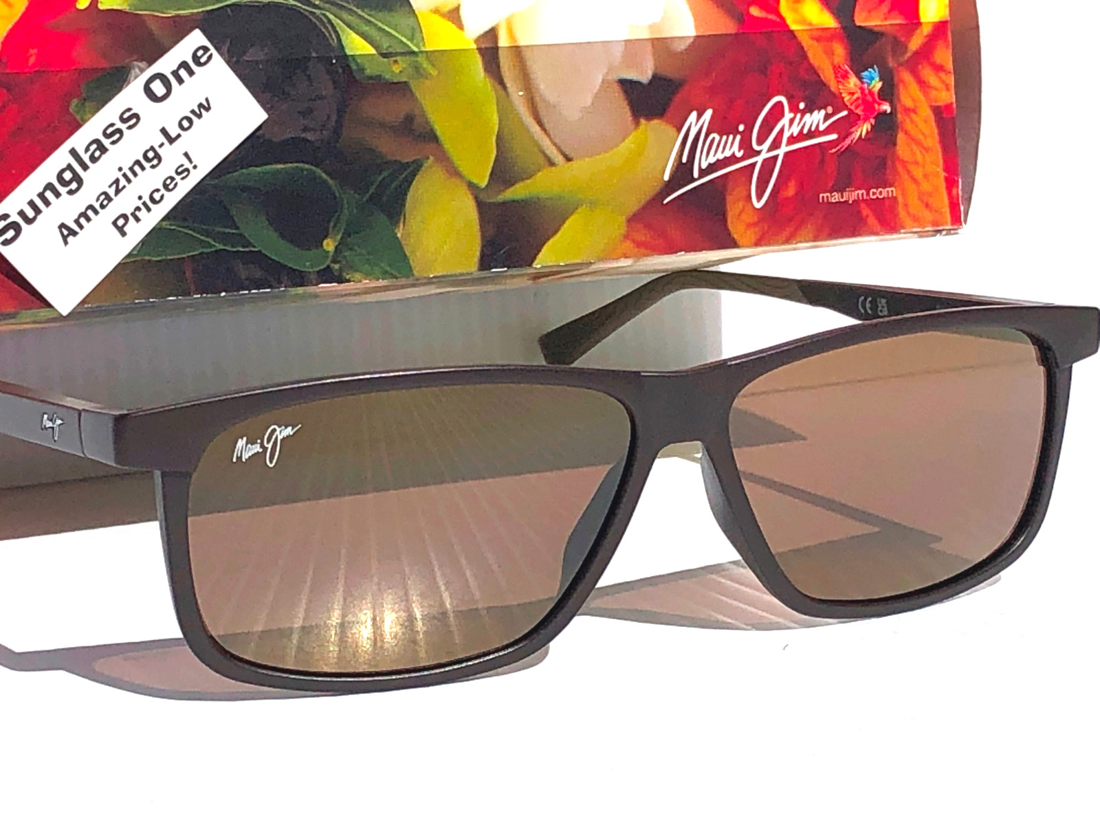 NEW Maui Jim PULAMA Matte Brown POLARIZED ST Bronze GLASS Sunglass H618-01