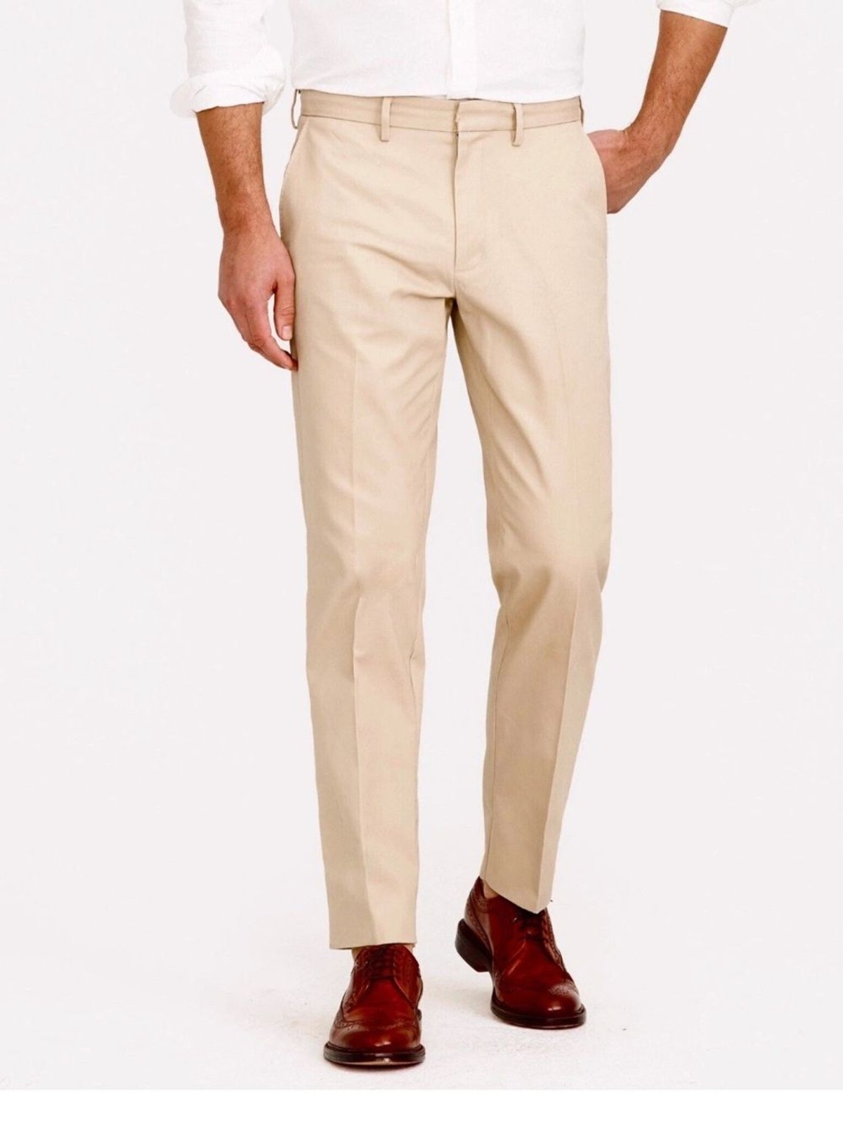 NWT J. Crew Bowery Dress Pant 34×34 Stretch Chino Khaki Slim Preppy Work Office