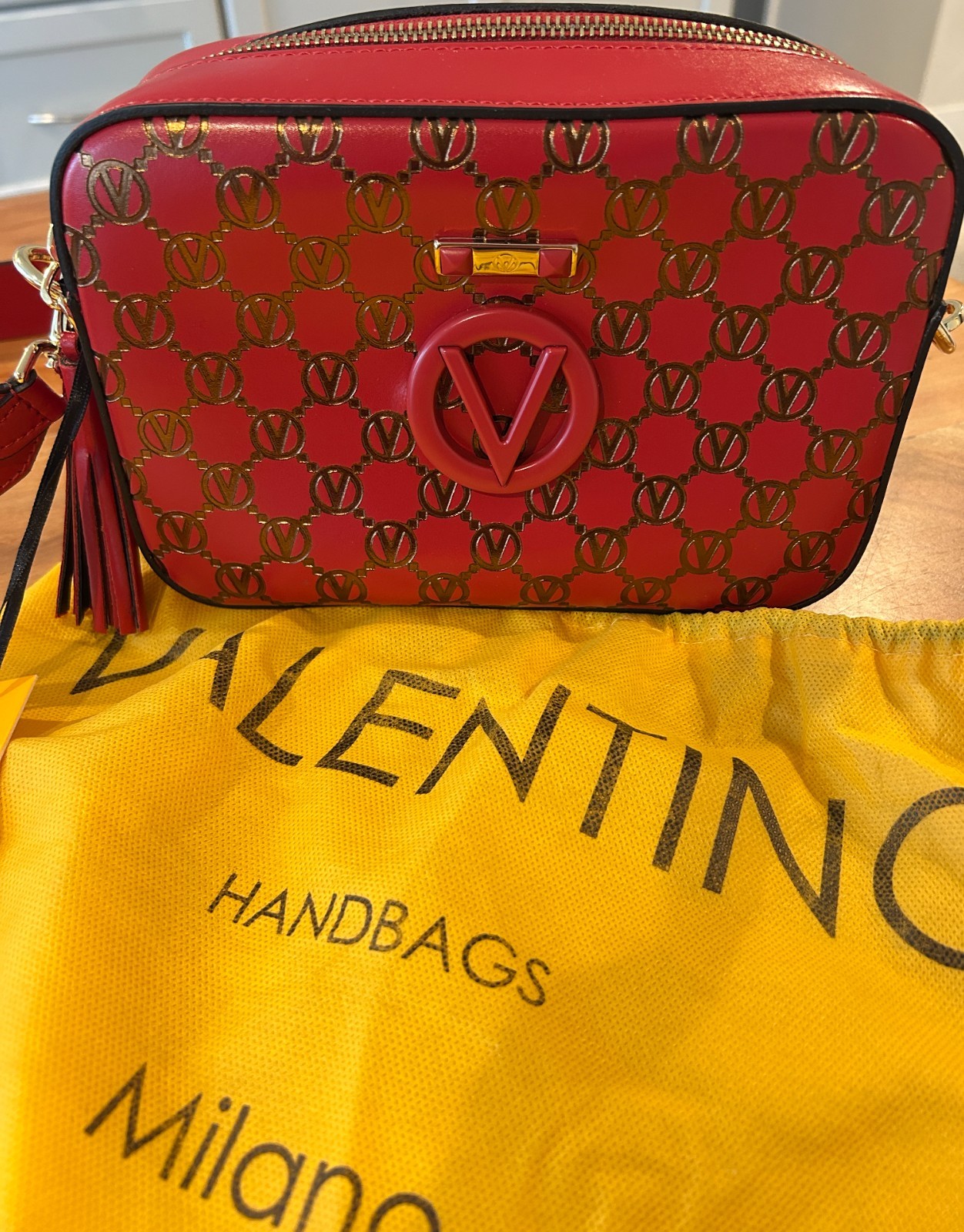 Valentino Babette Monogram Crossbody Bag Red/Dark Magenta Brand New