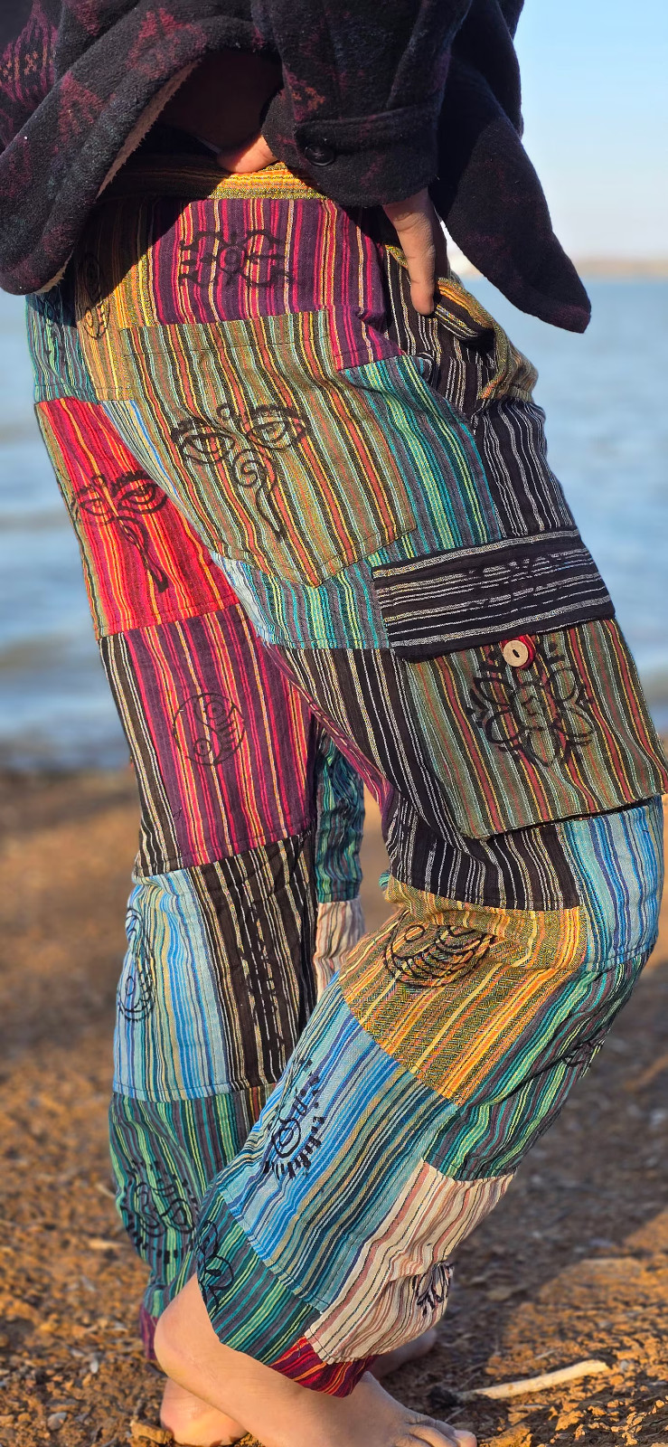 Organically Handmade Natural Stonewashed Hippie Colorful Hemp Comfortable Yoga P