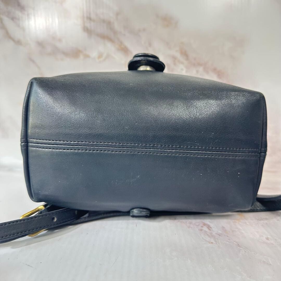 Coach Black Leather Mini Backpack USA Made 4152 Logo Charm Auth