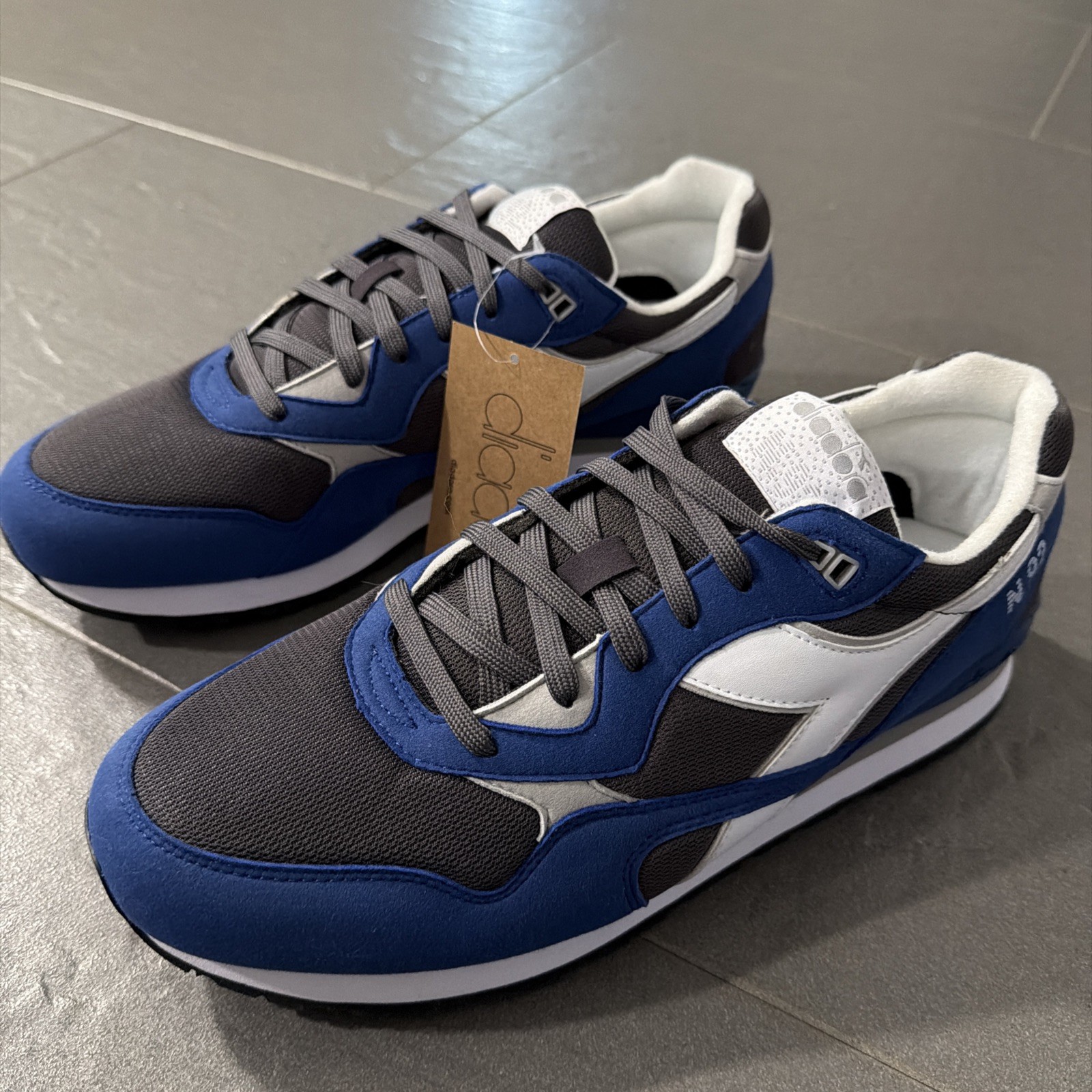 Diadora N.92 Lace Up Mens Sneakers Navy Blue White Gray Casual Shoes Size 12 M