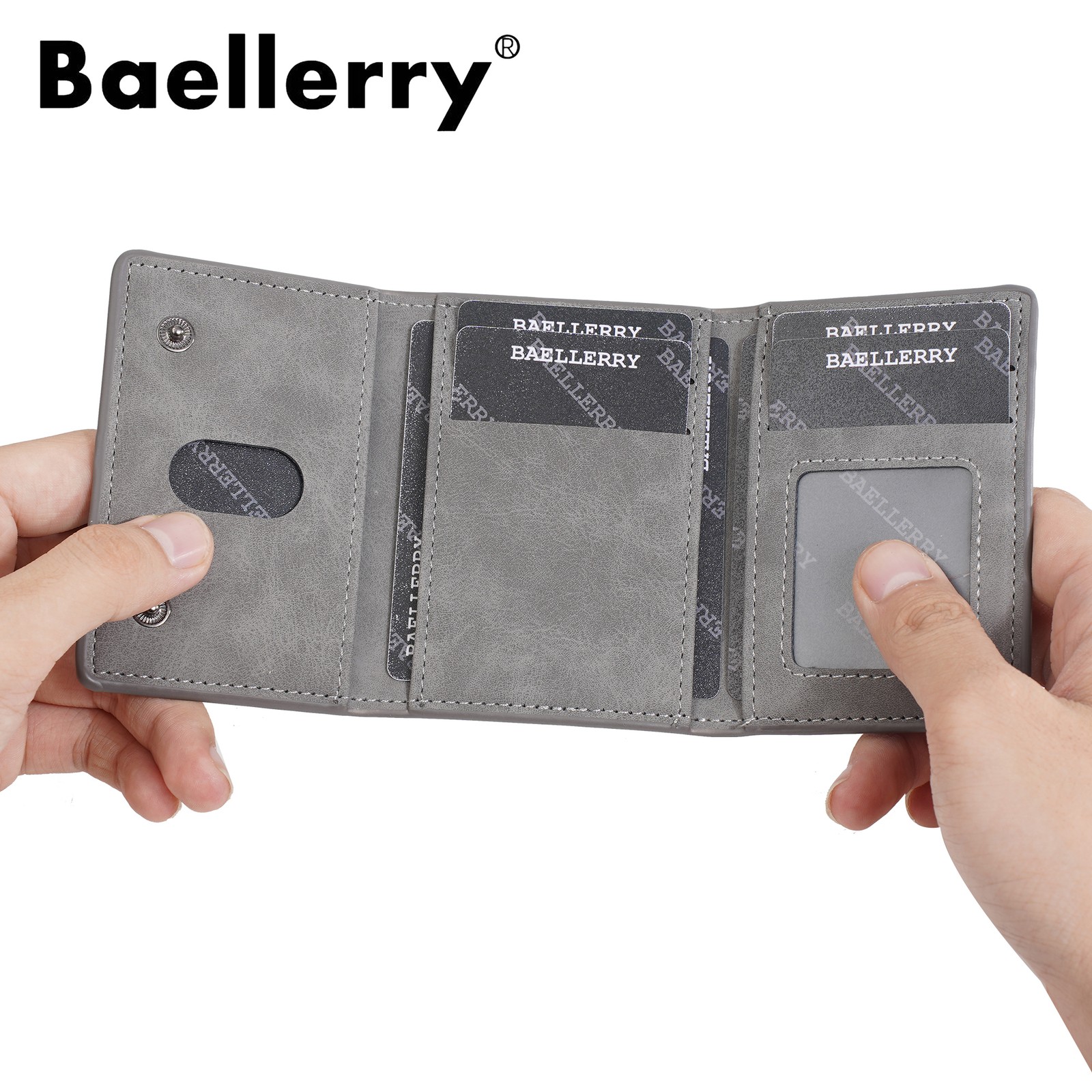 Men Slim Wallet Trifold PU Leather Front Pocket Credit Card Holder Handbag Purse
