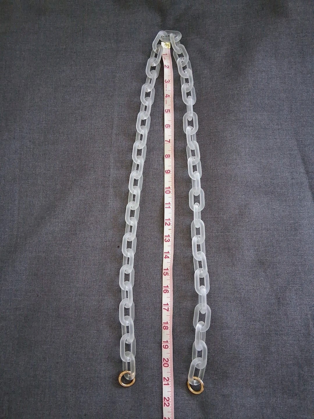 Large Chain Matte Clear Acrylic Handbag Strap Gold Tone Clasp Replace. 21″ Drop