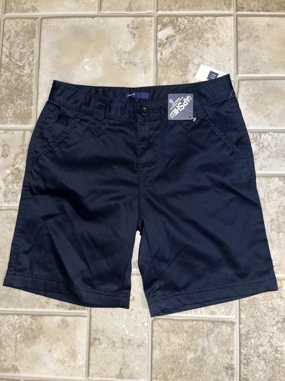 Nwt Gap Kids Chinos Uniform Shorts Girls Navy Blue Regular Nanotex Fabric Gap