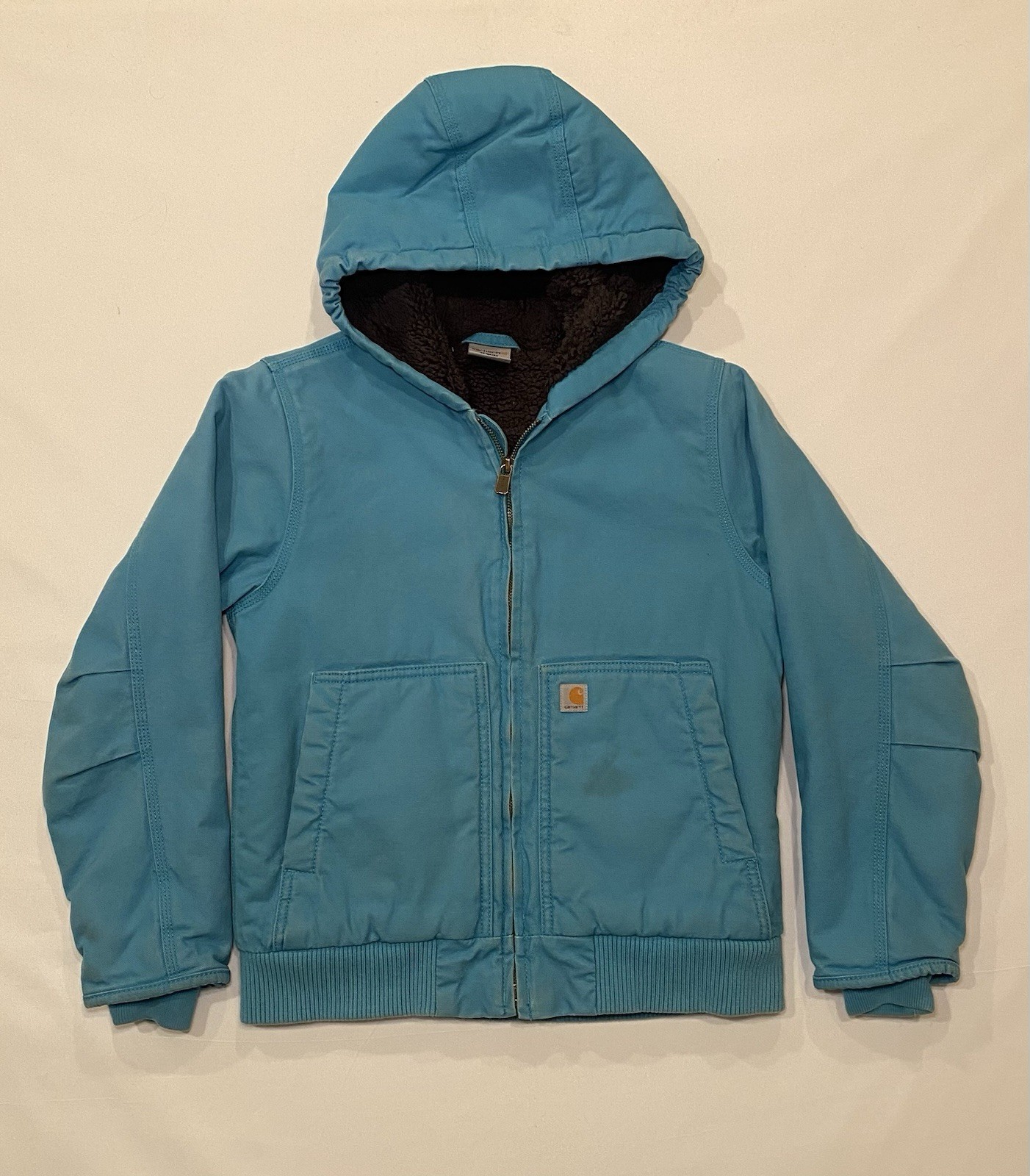 Carhartt CP9564-442 Canvas Insulated Sherpa Lined Hooded Jacket Kids M 10-12