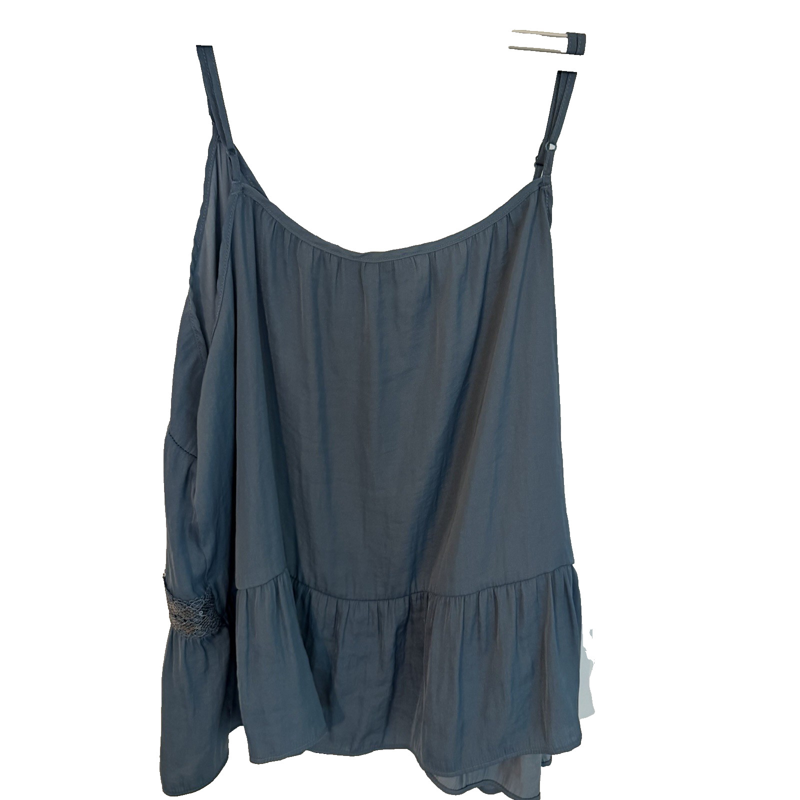 LC Lauren Conrad Peplum Blue Grey Sequin Tank Top XL