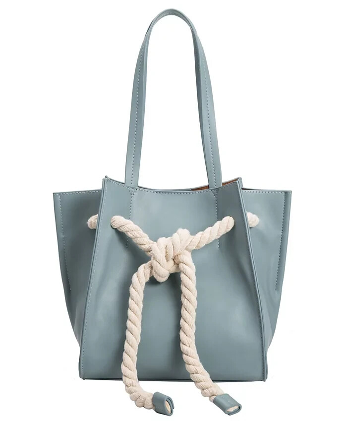 Melie Bianco Monica Mini Structured Top Handle Vegan Tote Shoulder Bag Blue NWT