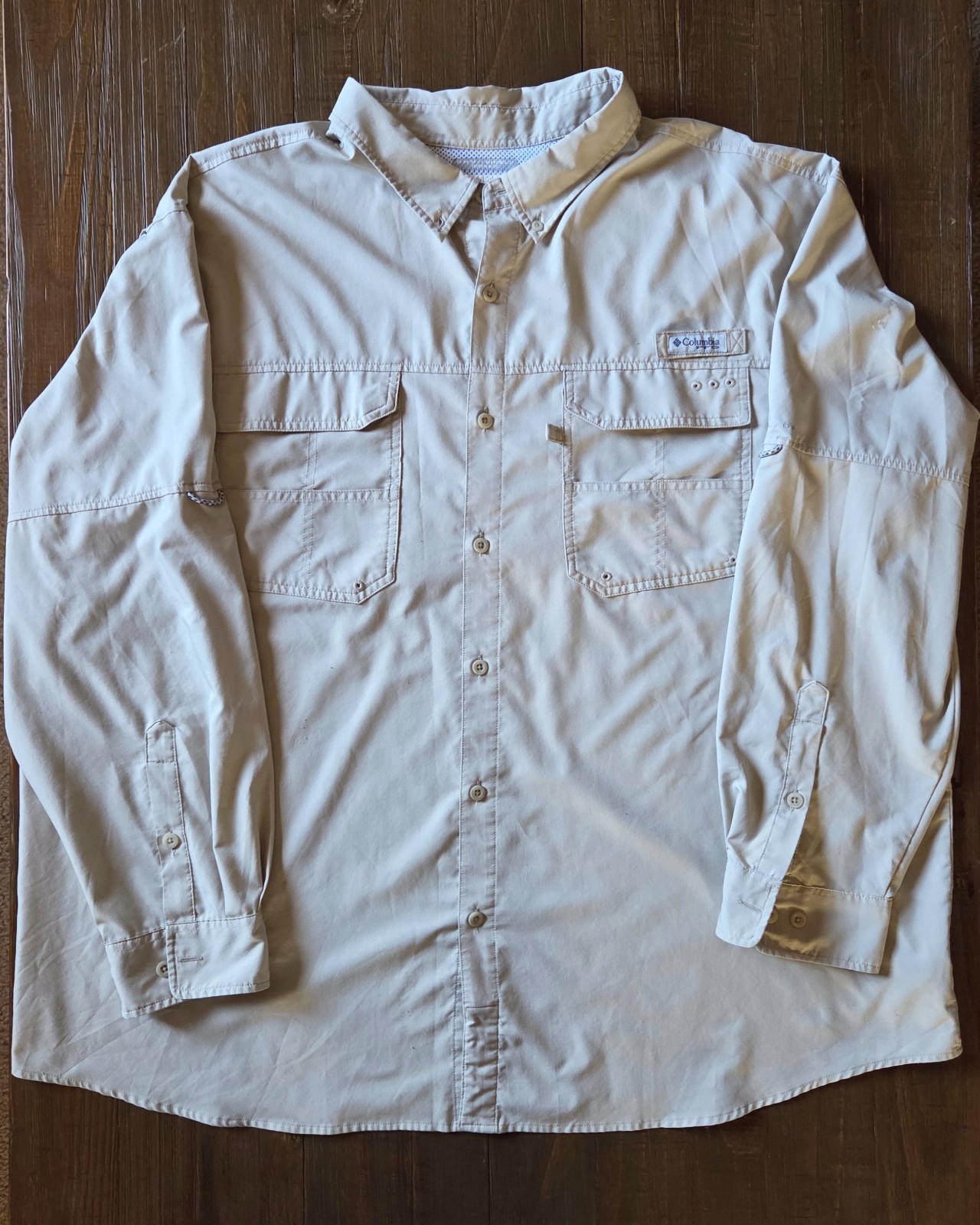 Columbia Fishing Shirt Men 3X White PFG Blood ‘N Guts long Sleeve Omni-Shield