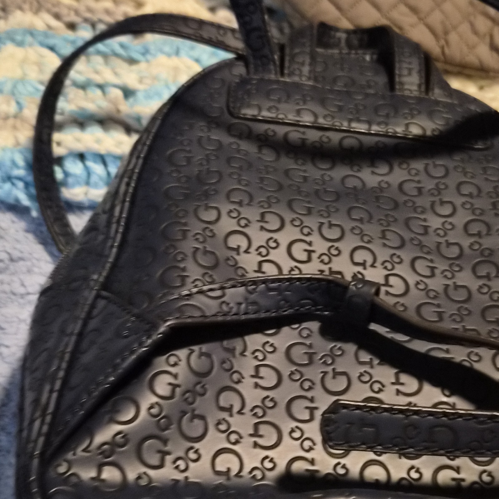 GUESS Women’s Blue Logo Mini Backpack Zip Closure Adjustable Straps Pockets
