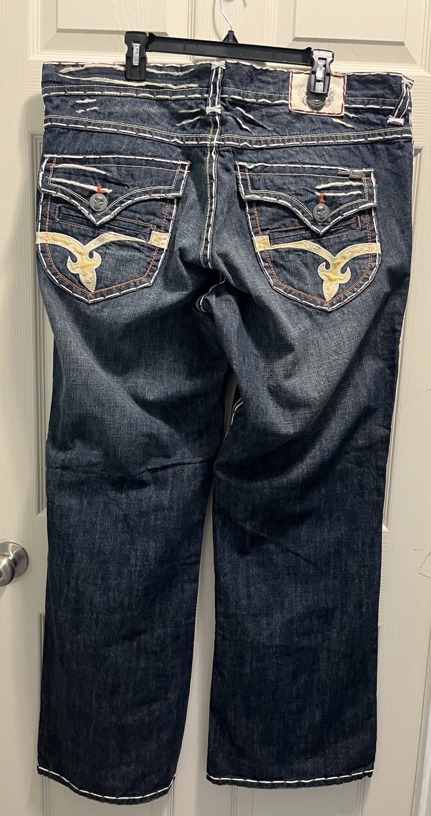 Laguna Beach Men’s Blue Straight Denim Jeans Dark Wash Mid Rise 5-Pocket Logo