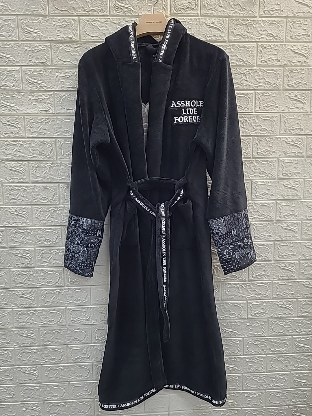 New A**holes Live Forever Midi Black Robe Size Small/Medium