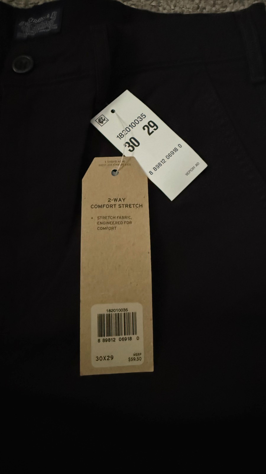 Levi’s Strauss Straight Chino 2-Way Comfort Stretch Jeans Black 30Wx29L