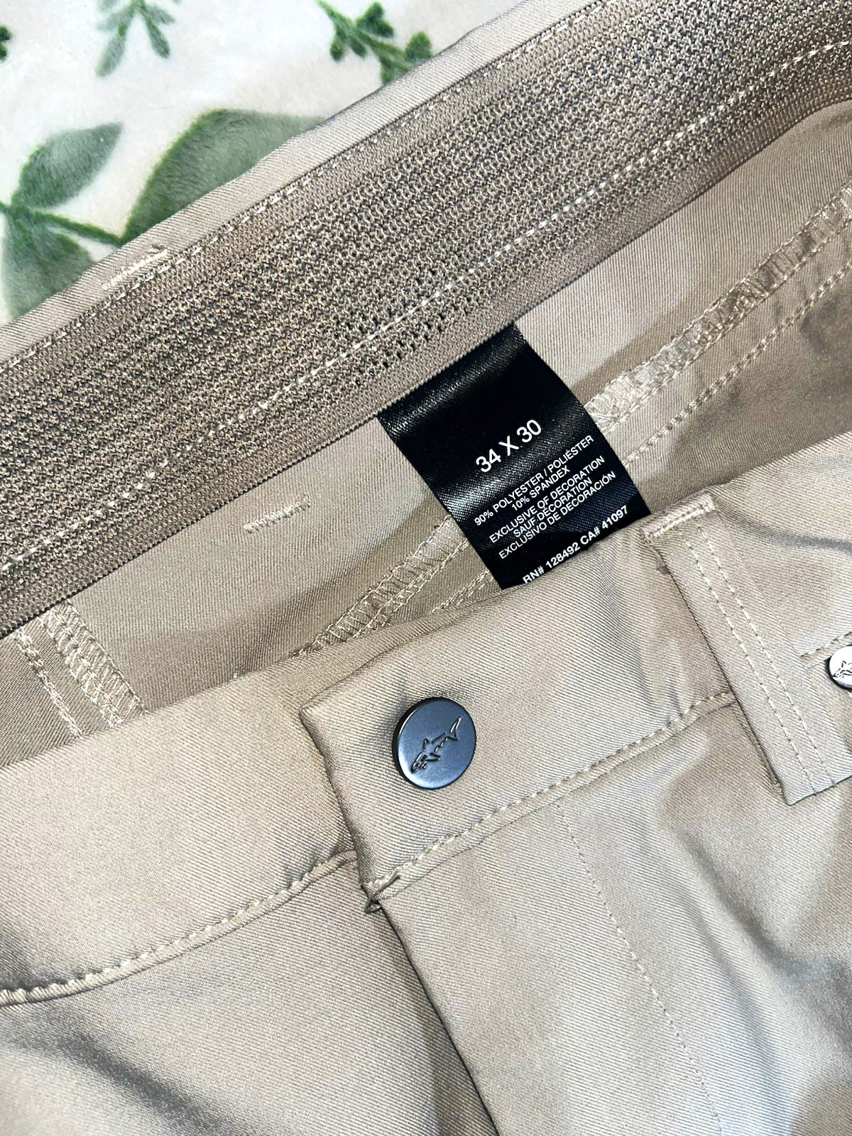 GregNorman Golf Pants, Beige Slim Tapered 5-Pocket34x30