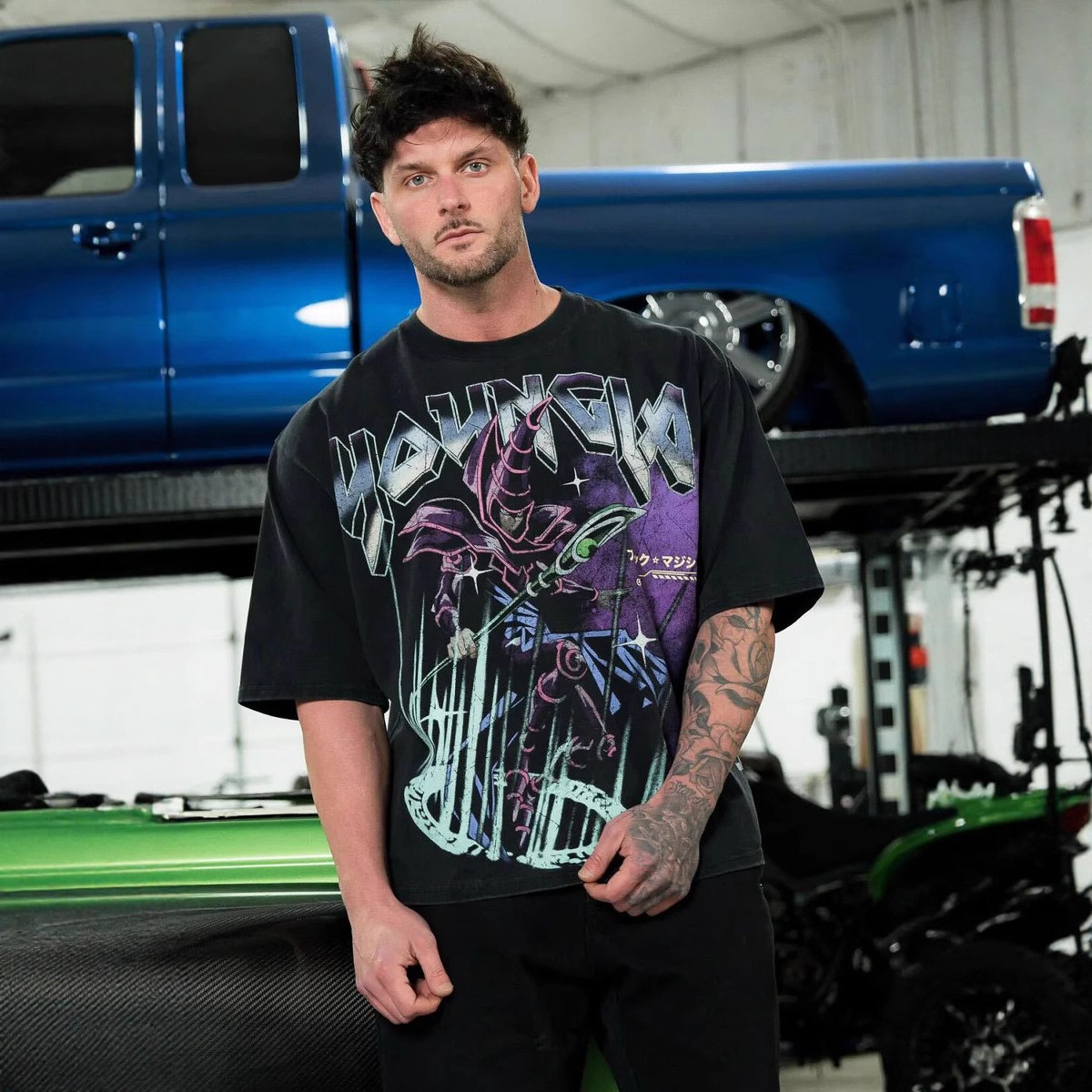 New YOUNGLA Collaboration Yu-Gi-Oh Men Oversize T-shirt Short Sleeve Sports Gym