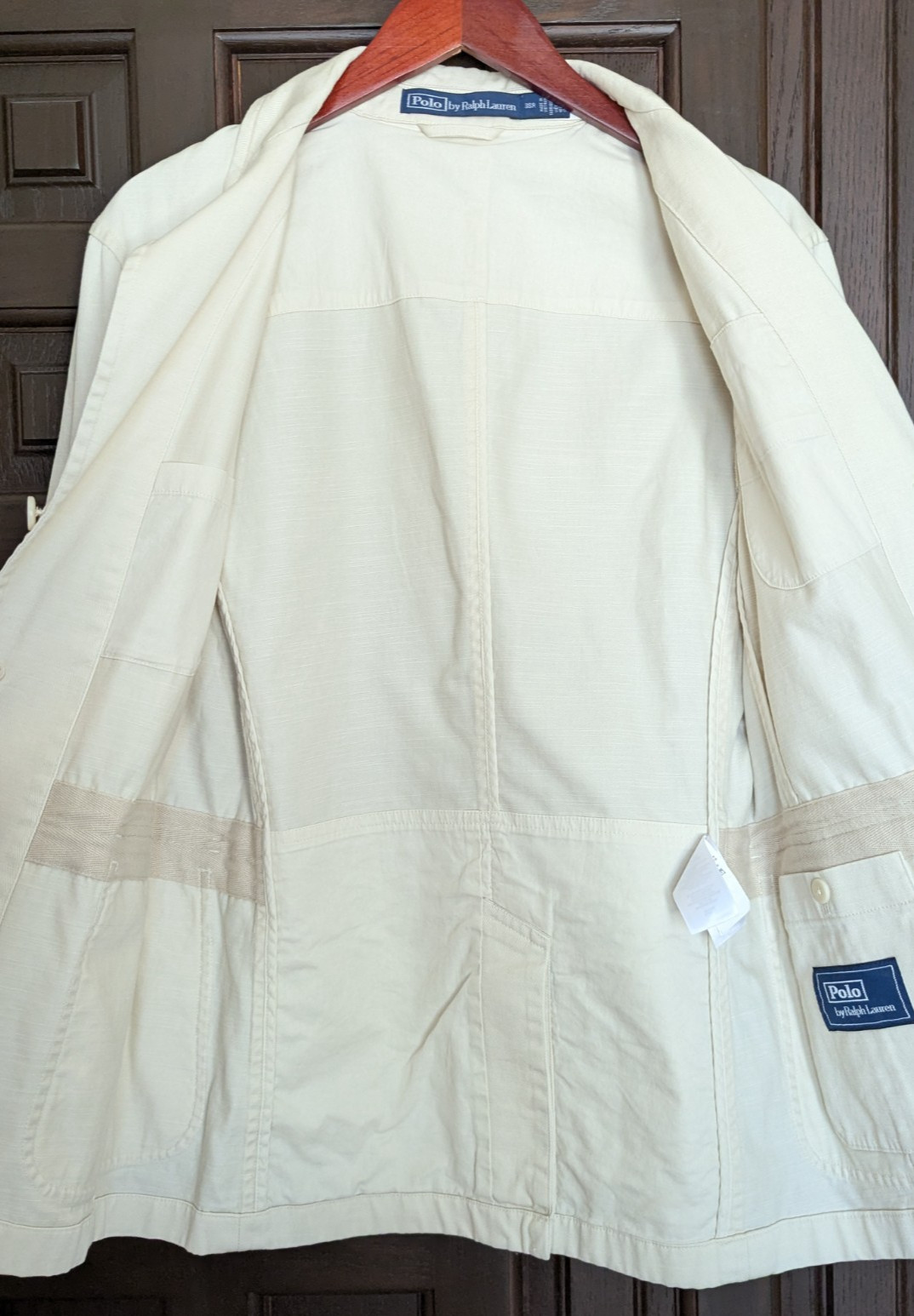 POLO RALPH LAUREN Modern Fit Washed Twill Suit Jacket, Off White, Size 38 R NWOT